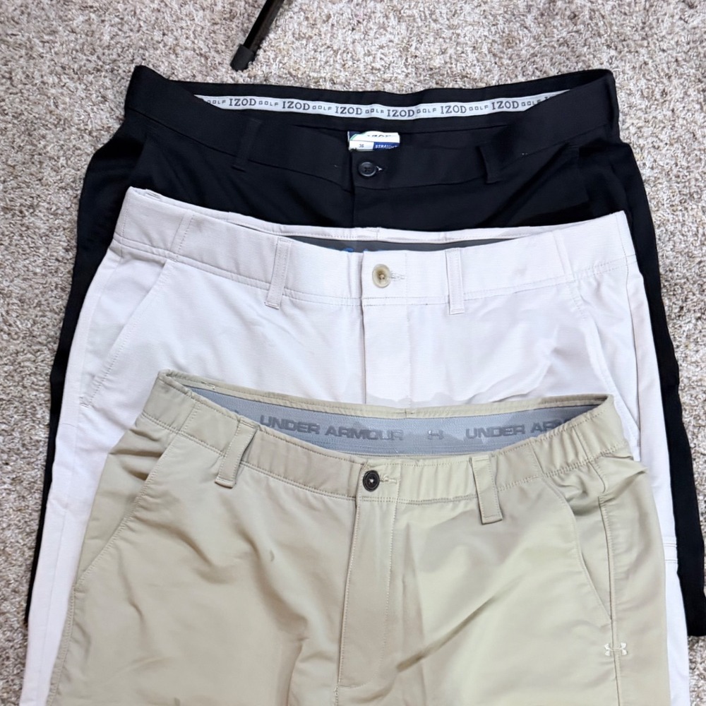 IZOD Under Armour Haggar Golf Shorts Men 36 Black Khaki Grey Performance Lot - Picture 2 of 8